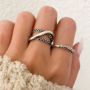 925 Sterling Silver Minimalist Ring Layer Ring Twist Ring Dainty Ring Band